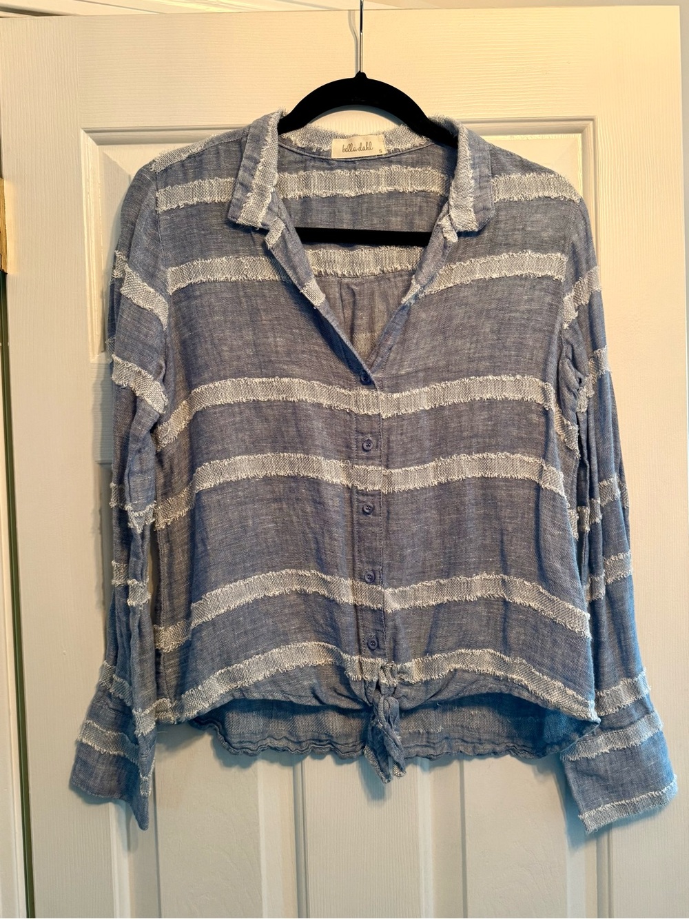 Bella Dahl linen Blend Striped Tie-Hem Shirt